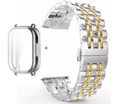 For Redmi Watch 5 Active/5 Lite Metal Stainless Steel Strap+TPU Case Smart Watch Accessories Bracelet Wristband Watch Shell