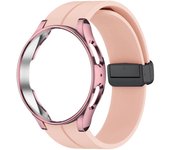 Silicone Case+Strap For Samsung Watch 4/5 40 44mm Watch 5 Pro 45mm Original Magnetic Buckle Band Galaxy Watch 4 Classic 42 46mm