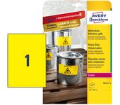 Paquete 8 hojas etiquetas amarillas de poliéster-impresoras láser-210 x 297 mm avery