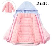 Girl's 3-in-1 Detachable Trench Coat Teenager Gradient Down Jacket Autumn Winter Windproof Children Outdoor Hooded Windbreaker