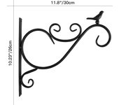Soporte para plantas de pared para balcón, paquete de 2 ganchos colgantes de hierro forjado con forma de pájaro retro europeo para linternas de canasta con tornillos, decoración para exteriores para jardín y balcón, color negro