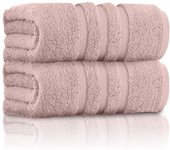 Paquete de 2 Toallas de baño Ultra Suaves y superabrorbentes, 550g/m², 100% Algodón, Textura de línea, egipcios, Rosa Rubor, 80x140 cm