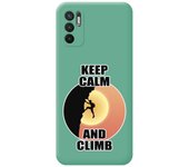 Funda Silicona Líquida Verde para Xiaomi Redmi Note 10 5G / POCO M3 Pro 5G diseño Hombre Escalada Dibujos