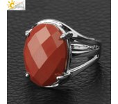 Egg Shape Natural Stone Crystal Rings Black Onyx Tiger Eye Pink Quartz  Silver Color Finger Ring for Women Adjustable Ring G616