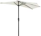 Outsunny Sombrilla 269x138x236 cm Parasol de Jardín con Manivela y Forma Semicircular para Exterior Terraza Patio Piscina