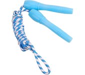 Cuerda de saltar de 1 m para niños, cuerda de saltar trenzada para fitness, cuerda de saltar ajustable para ejercicios en interiores con cuerda de madera para entrenamiento de niños y niñas, color azul