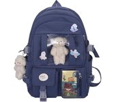 Mochila escolar kawaii para niñas, linda mochila estética, mochila escolar con pin y accesorios