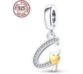 S925 Sterling Silver Heart Shape Letter Pendant Series Charms Fit Original Pandora Bracelet For Women Birthday Fine Jewelry Gift