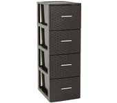 Plastic Forte - Cajonera de Plástico Volga Rattan Antracita / Wengué / Blanco Decoración Hogar Oficina