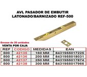 Avl pasador 500 de embutir 250 mm latonado-barnizado