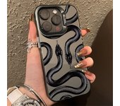 Luxury Black Snake Anti-drop Armour Phone Case For iPhone 15 14 13 12 11 Pro Max XS X XR 7 8 Plus 15 Lens Protect Plating Cover