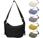 Bolso de hombro con forma de media luna para mujer y hombre, bandolera tipo bandolera con forma de media luna y correa ajustable para viajes casuales cotidianos. Negro