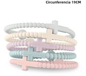 Jesus Bracelets Cross Macaron-colored Beaded Silicone Bracelets Gifts For Women Men Girls Boys Kids Aldult