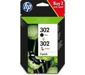 HP - Paquete de ahorro de 2 cartuchos de tinta original 302 negro/tricolor X4D37AE