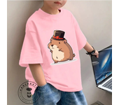 Adorable Kids Fashion Tee Capybara Illustration Perfect Summer Wear Soft Fabric Ideal Gift for Children All-in-one Base Shirt