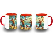 MERCHANDMANIA TAZA COLOR juego voleyball pelota amigos deporte playa color mug