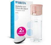 BRITA Botella Filtrante de Agua, Mod. VITAL Rosa Apricot (600 ml), Incluye 2 filtros MicroDisc, para hidratarse en cualquier lugar, elimina cloro, impurezas, hormonas y preserva minerales