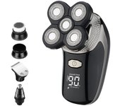 Maquina Afeitar Cabeza, Recargable Afeitadora Hombre Navaja USB rotativas Sin cable Impermeable para la Calva Barbero con Cepillo