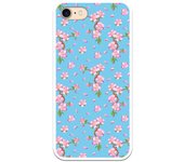 Funda compatible con iPhone 7 - IPhone 8 - SE 2020 - Patron flores rosas con fondo azul
