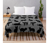 Black Cat Soft Throw Blanket Microplush Warm Blankets Lightweight Tufted Fuzzy Flannel Fleece Throws Blanket for Bed Sofa Couch