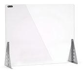 Mampara de cristal templado 4mm de sobremesa pies metálicos triangulares 85x70x26cm rocada cov-etg8570