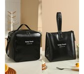 Crossbody Waterproof Lunch Bags PU Leather Food Picnic Lunch Box Insulated Women Cooler Bags Ice Pack Drink Carrier Thermal Bag