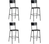 Taburetes de cocina 4 uds madera contrachapada y acero negro