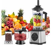 Licuadora eléctrica 3 en 1 de 6000W, exprimidor de batidos, 2.5L+2L+0.8L, procesador de alimentos de 3 contenedores, licuadora para hielo, nueces y frutas