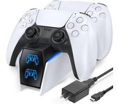 Cargador de mando de PS5 con adaptador UE, estación de carga rápida de 2 horas para mando de PS5, accesorios de PS5 para estación de carga de PS5