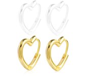 BAMOER 925 Sterling Silver Small Hoop Earrings Heart Shaped 14k Gold Plated Huggie Earrings for Women Wedding Fashion Jewelry