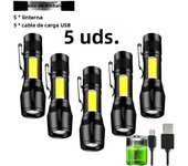 1-20PCS Mini Flashlight  COB+XPE Portable Torch With Clip Zoomable Light USB Rechargeable Flashlight Camping Emergency Lantern