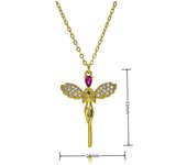 Colorido Zirconia Ballerina Collar Colgante para Mujeres Niñas, Maple Inoxide Moda Romántica Joyería Accesorios Regalo