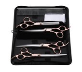 Pet Hairdressing Professional Scissors Set, 4 pieces, 7 "Golden Handle