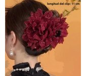Fashion Black Mesh Flower Hair Clip Women Shark Ponytail Clip Headdress Temperament Flower Hair Claw Headwear Hair Accessories