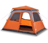 vidaXL Tienda de campaña iglú 6 personas apertura rápida gris/naranja