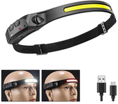 COB LED Headlamp USB Rechargeable Sensor Head Flashlight Built-in 1200mAh Battery Outdoor Camping Fishing Headlight Lantern