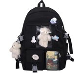 Mochila escolar kawaii para niñas, linda mochila estética, mochila escolar con pin y accesorios