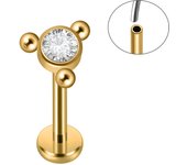 1PC CZ Crystal Cluster Paved Labret Lip Stud 18K Golden Plated Surgical Steel Cartilage Ear nose Ring  Threadless Lobe Helix Ear