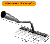 5/6/7/8 Teeth Iron Gardening Hoe Weeding Rake Farm Tool Grasping Raking Loosening Soil Nail Rake Tool Artifact Harrow Farm Tool