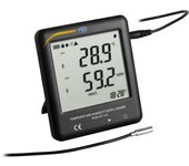 PCE Instruments Termohigrómetro para cámaras frigoríficas / Registra temperatura y humedad / Pantalla LCD / Memoria para 25.920 valores / Rápida descarga a través de USB / Ajuste de los valores límite de alarma / Sensor externo PCE-HT 114