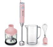 Müller Koch - Batidora de mano, 400W, Cuchillas afiladas Inox, 3 Accesorios, Rosa