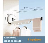 Ganchos De Ropa Retráctiles Para Interior Estante De Secado Espacioso Para Ropa De Lavadero Montaje En Material De Acero Inoxidable