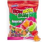Colombina Chupachups Bon Bon Bum Caramelo con Chicle y Palo Bolsa 24 Unidades Sabores Fresa Maracuyá Surtido Mango Sandía
