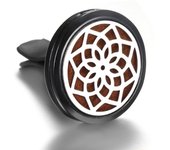2024 Black 30mm Aromatherapy Stainless Steel Car Essential Oil Diffuser Lockets Pendant Car Air Freshener Vent Clip + 1pcs Pad