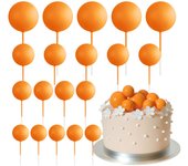 20 Pcs Ball Cake Topper Decorations Mini Balloons Cake Topper Sticks Orange Balls for Wedding Birthday Aniversary Cake Decoratio