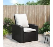 vidaXL Sillón reclinable de jardín con cojines ratán sintético negro