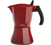 Cafetera Italiana Inducción Jata HCAF2012, Capacidad 12 Tazas, Apta Todo Tipo de Cocinas, Cuerpo Aluminio, Roja