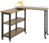 SoBuy FWT83-PF Mesa Auxiliar Giratoria Mesa de Ordenador en Forma de L Escritorio de Esquina en Estilo Industrial 133 x 69 x 30 cm ES