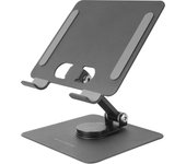 Mars Gaming MA-RST, Soporte para Tablet y Convertibles 2en1 hasta 13", Giratorio 360º + Ajustable en Altura y Ángulo 180º, Soporte Tablet Plegable de Acero Liviano, Antideslizante, Soporte Negro o Gris Plata