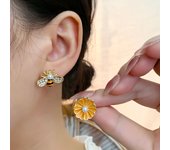 French Light Luxury Pink Tulip Flower Pearl Stud Earrings For Women Korean Zircon Exquisite Earring Party Christmas Jewelry Gift